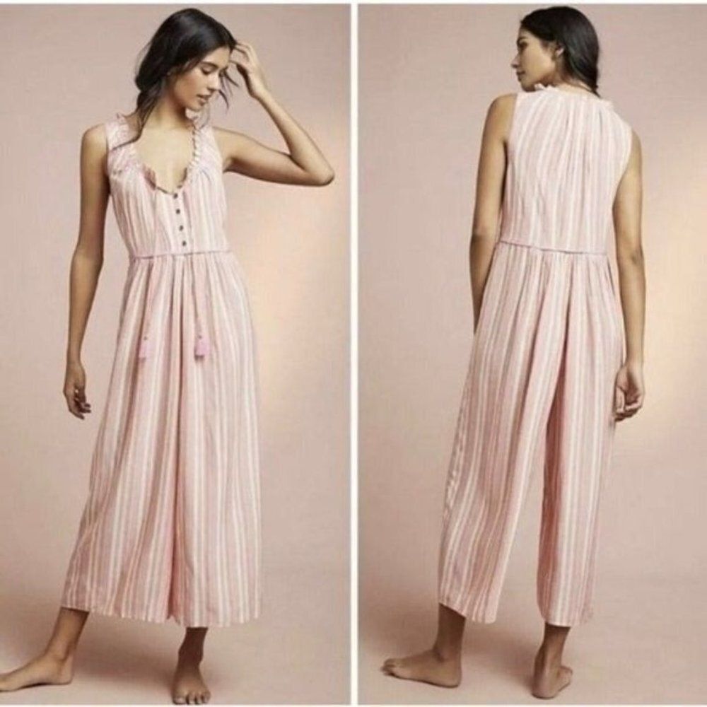 Anthropologie Boho Wide Leg Tassel Jumpsuit Size Small